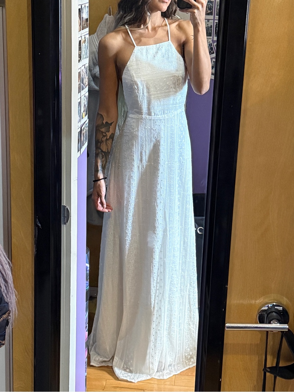 Urban Outfitters White Lace Halter Maxi Dress